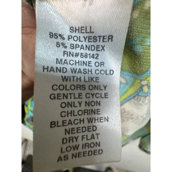 Maggy London Womens Geo Midi Shift Dress Size 12 Green Blue 3/4 Sleeve Work Boho - Picture 3 of 12